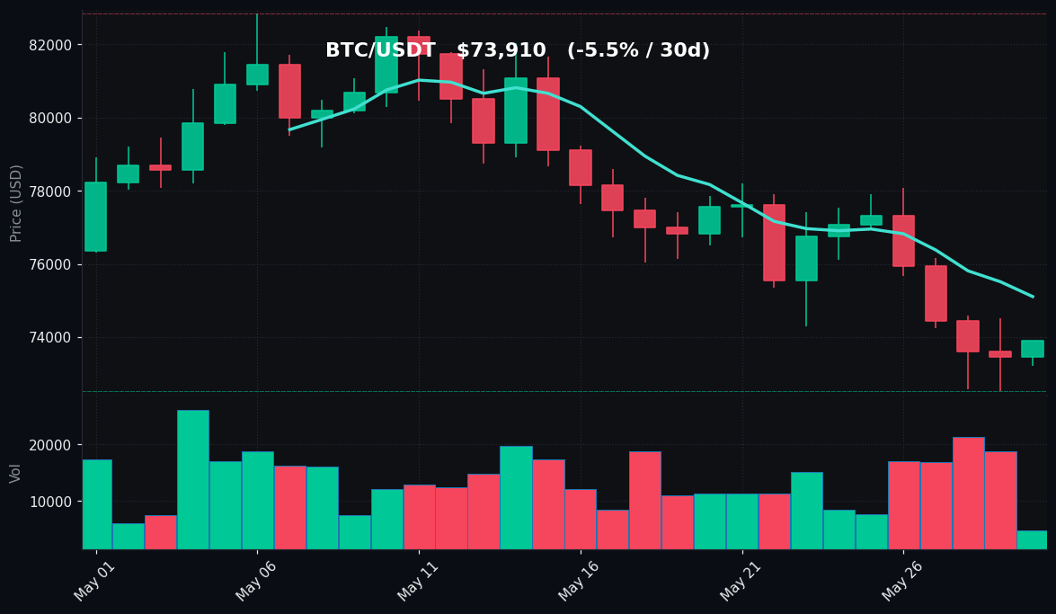 BTC 30 日蜡烛图