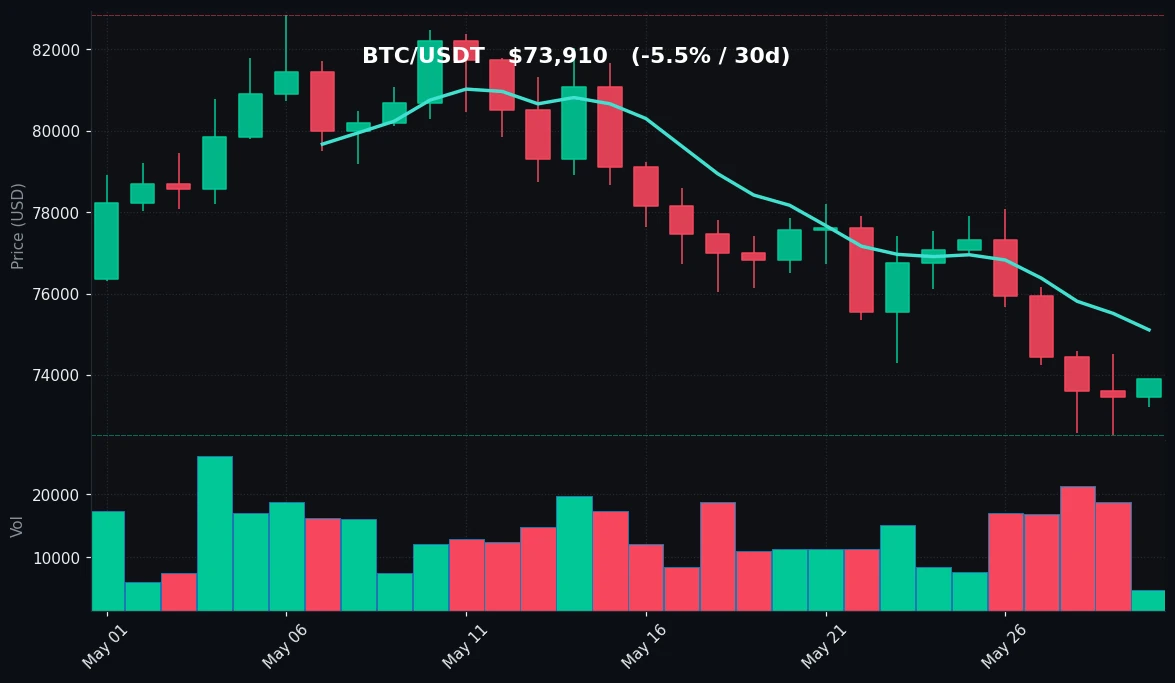 BTC 30 日蜡烛图