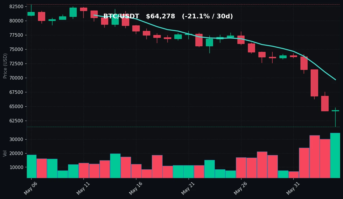 BTC 30 日蜡烛图