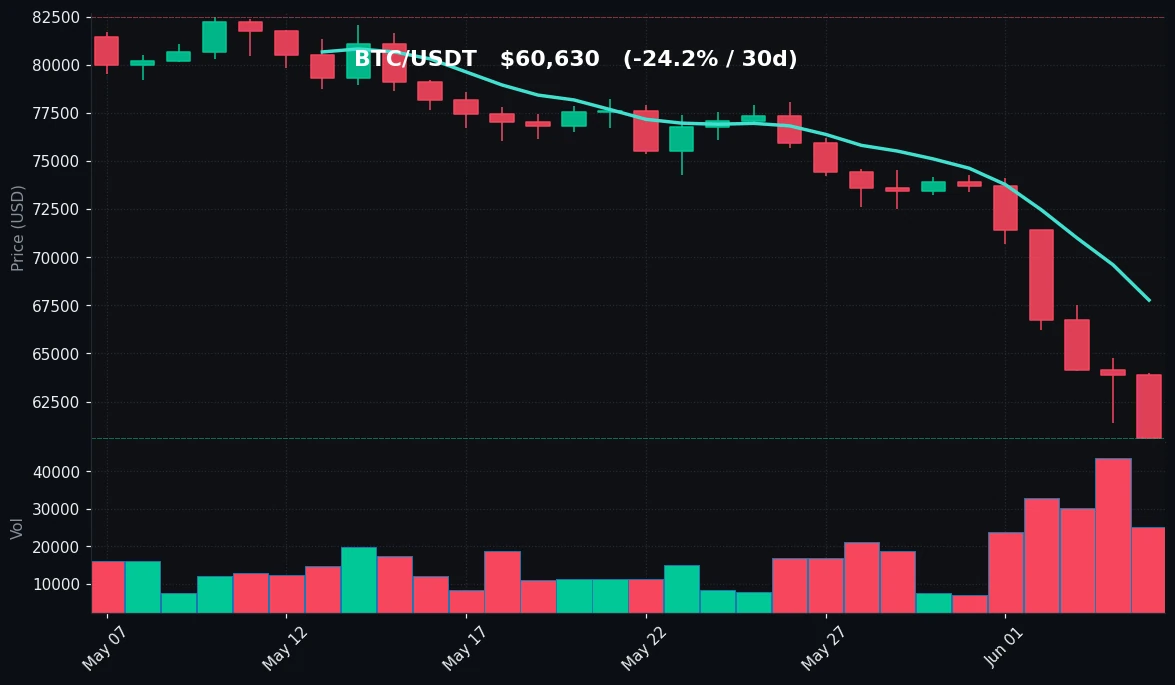BTC 30 日蜡烛图
