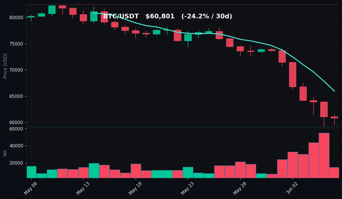 BTC 30 日蜡烛图