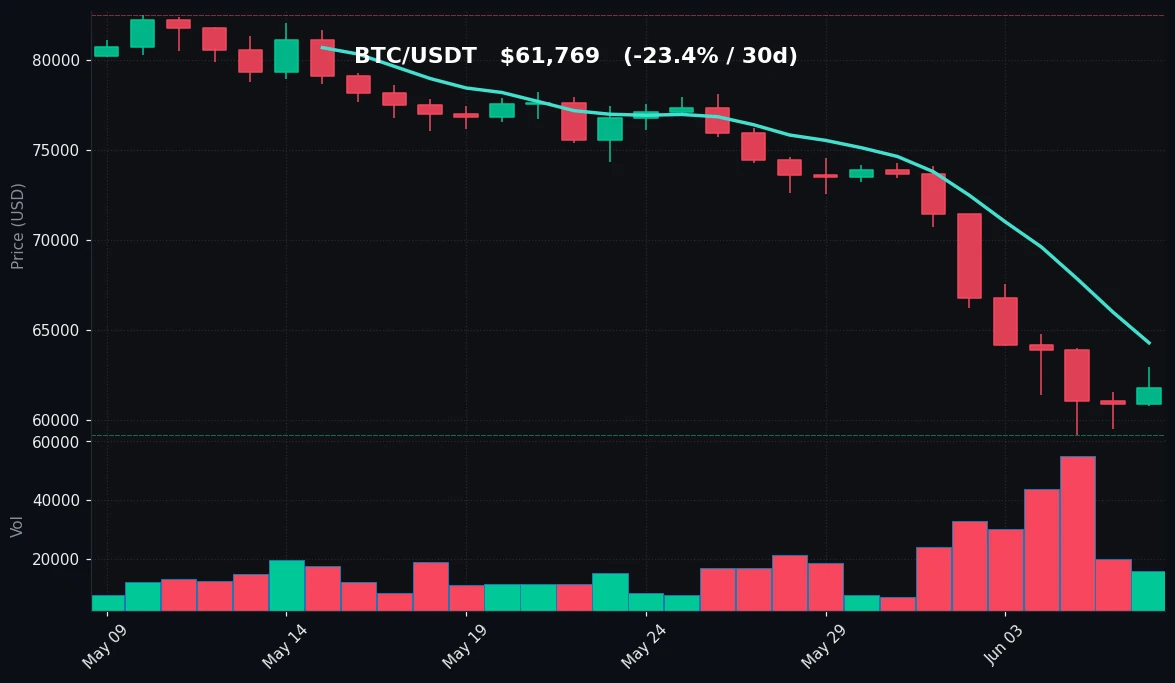BTC 30 日蜡烛图