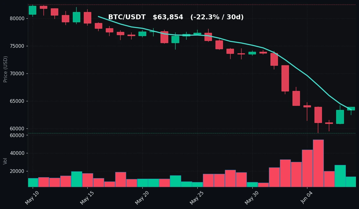 BTC 30 日蜡烛图