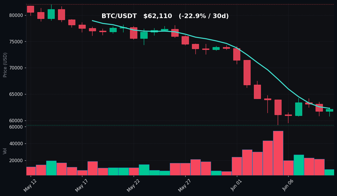 BTC 30 日蜡烛图