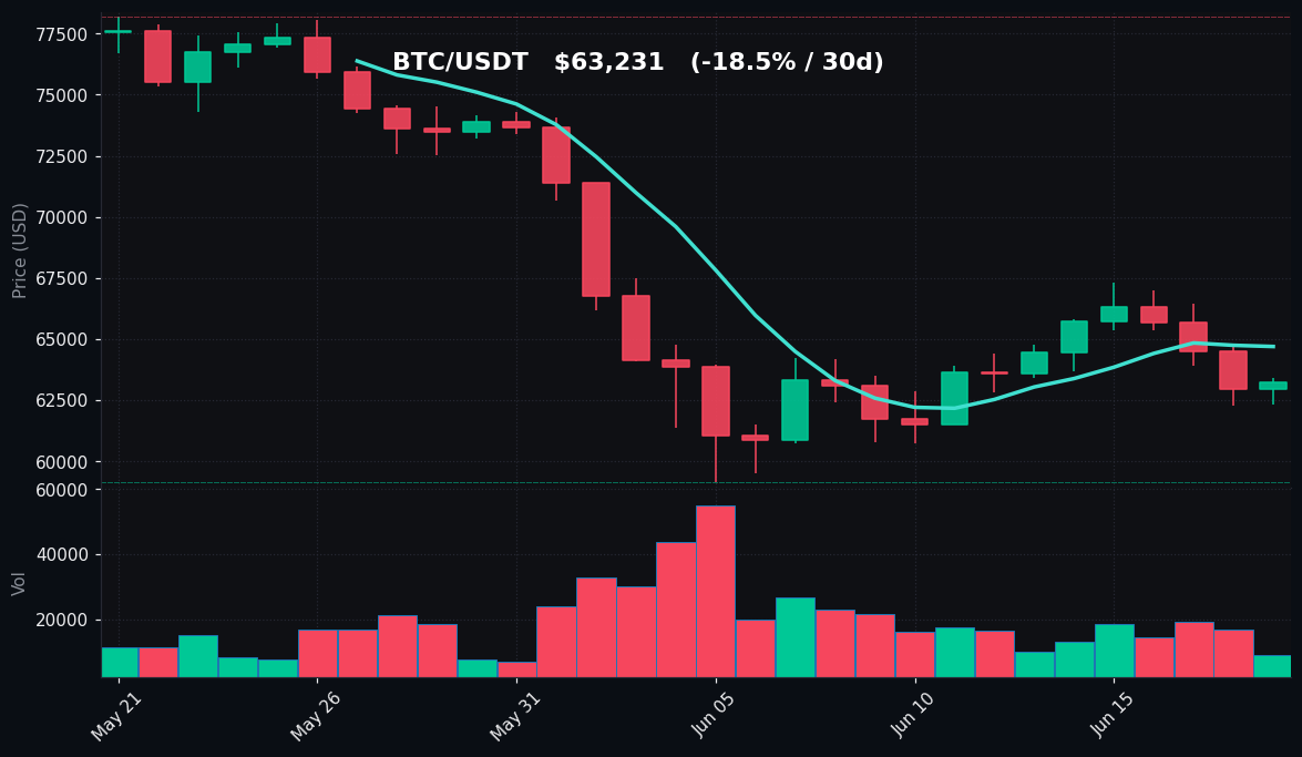 BTC 30 日蜡烛图