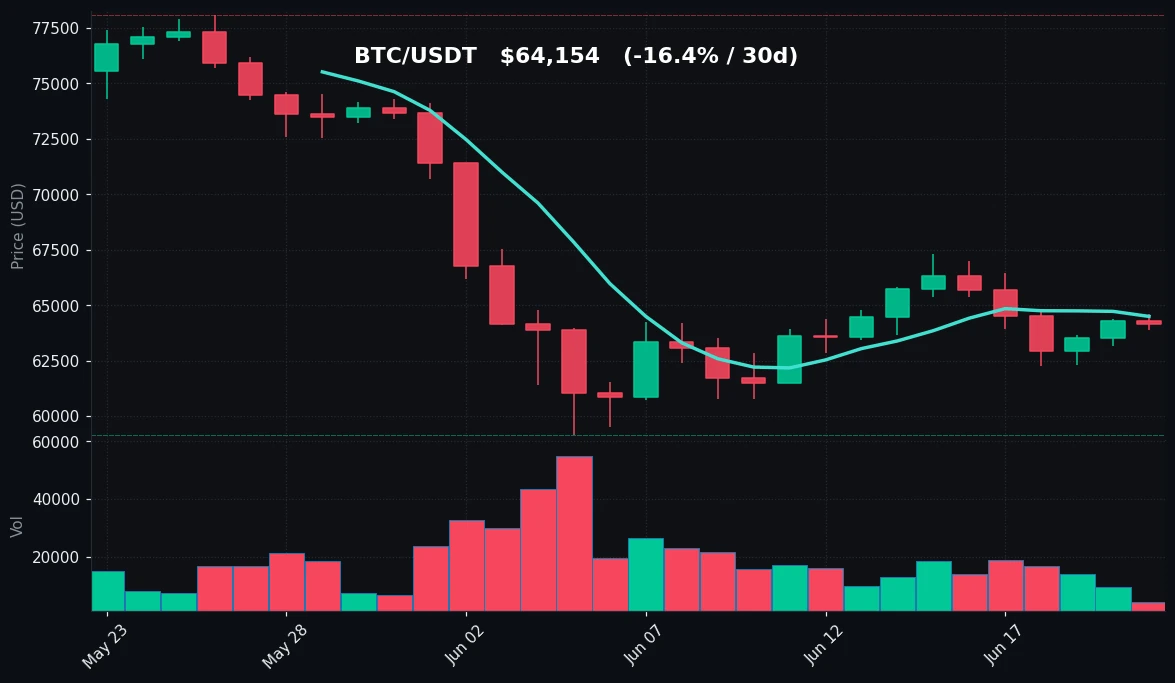 BTC 30 日蜡烛图