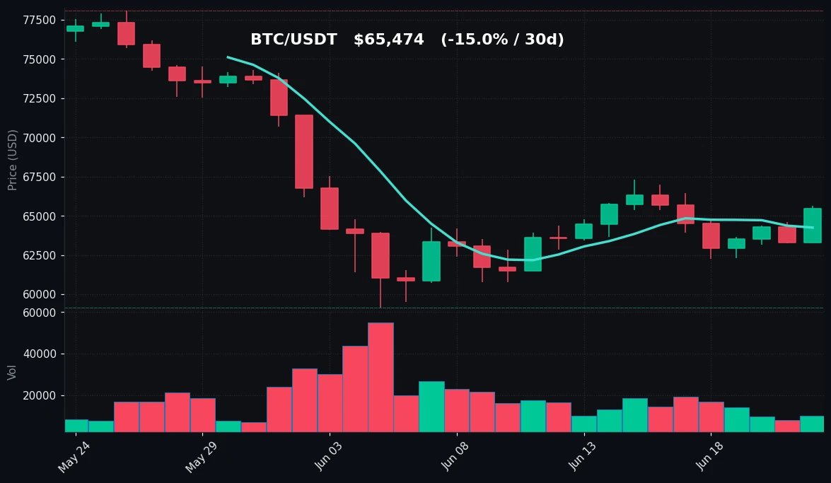 BTC 30 日蜡烛图