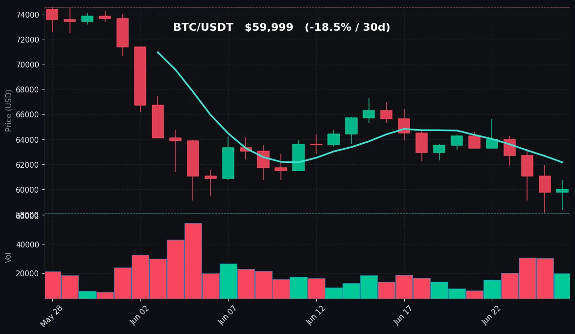 BTC 30 日蜡烛图