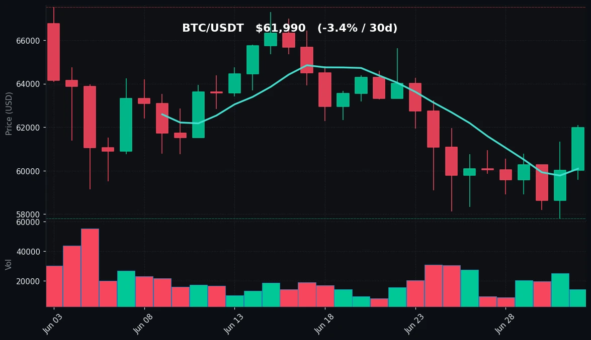 BTC 30 日蜡烛图