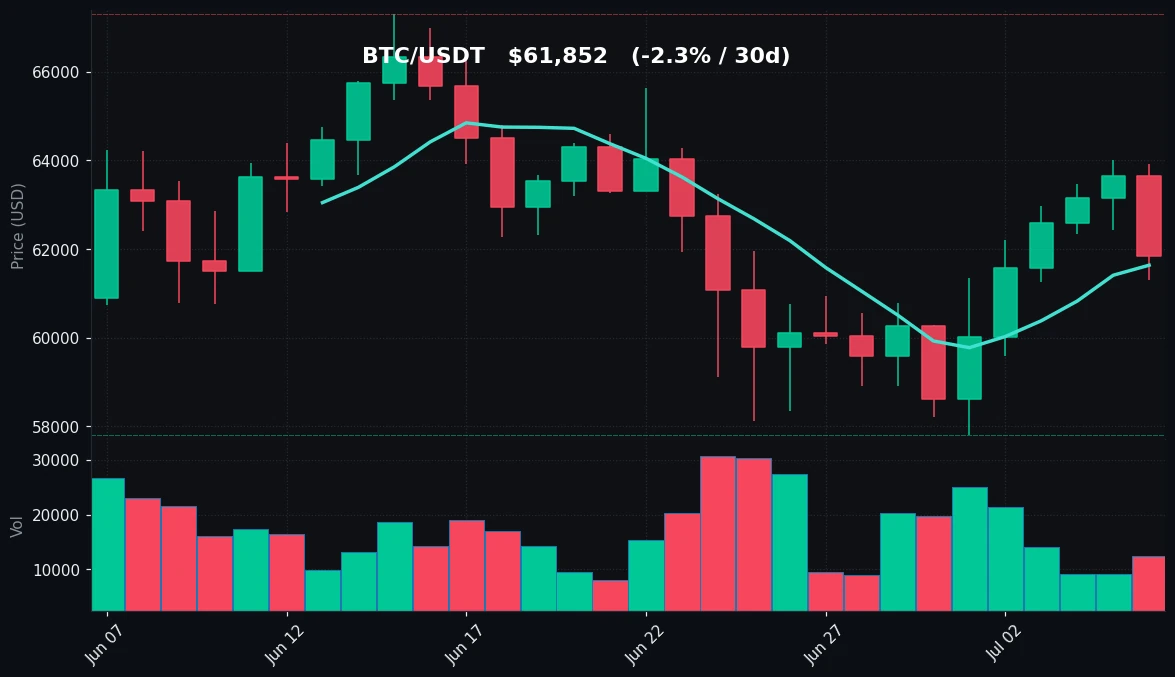 BTC 30 日蜡烛图