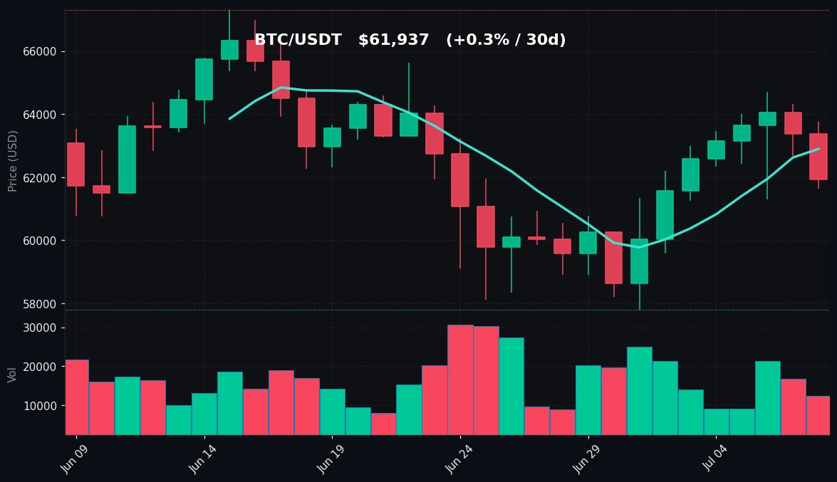 BTC 30 日蜡烛图