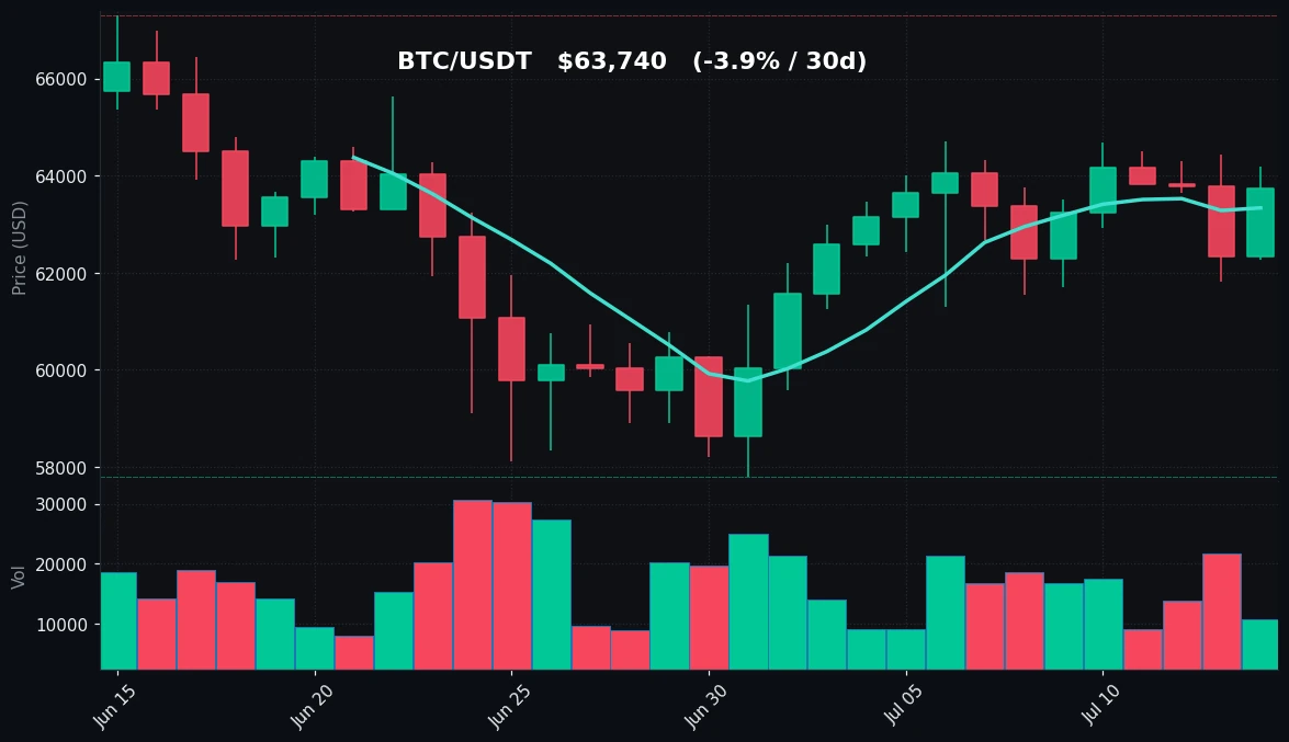 BTC 30 日蜡烛图