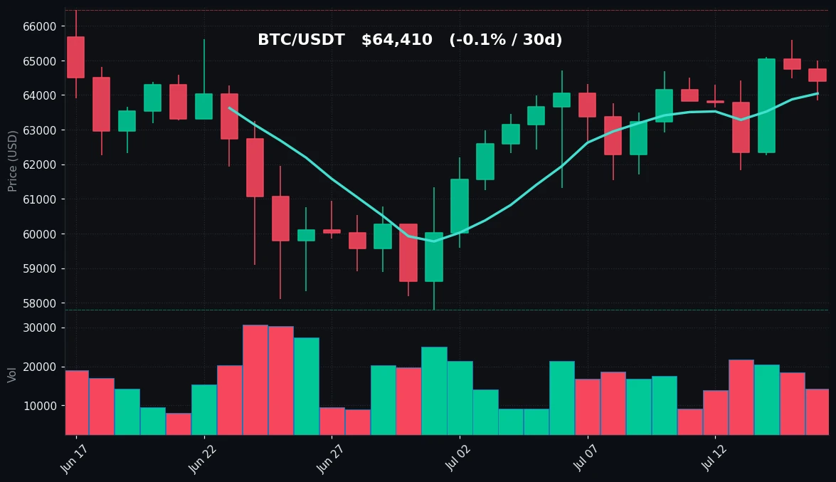 BTC 30 日蜡烛图
