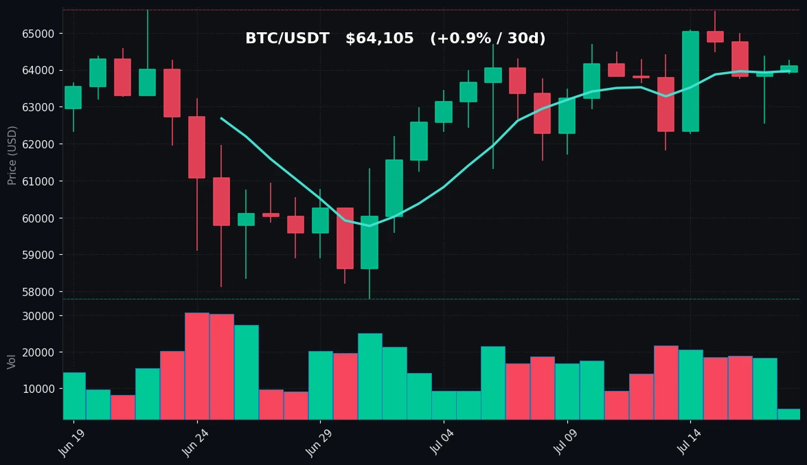 BTC 30 日蜡烛图