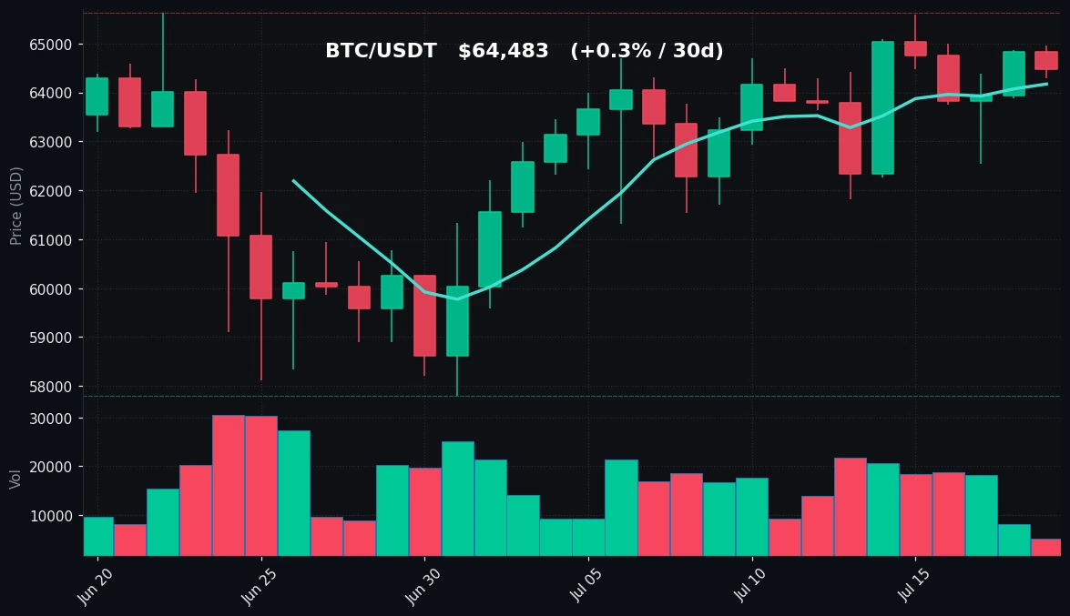 BTC 30 日蜡烛图
