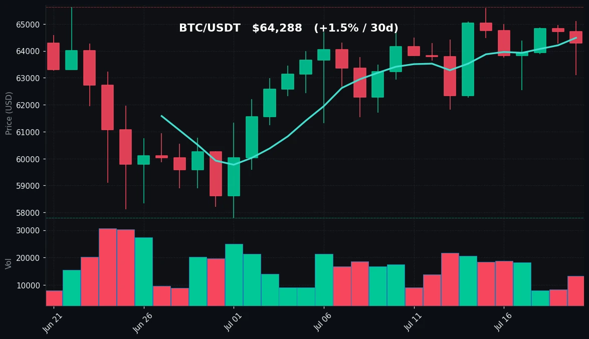BTC 30 日蜡烛图