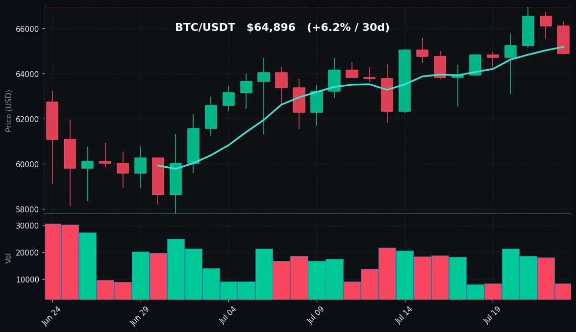 BTC 30 日蜡烛图
