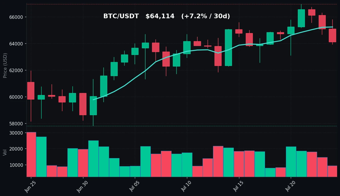 BTC 30 日蜡烛图