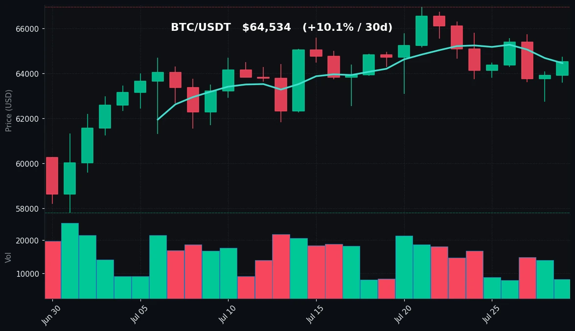 BTC 30 日蜡烛图