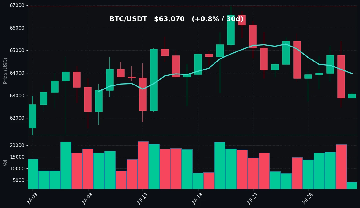BTC 30 日蜡烛图